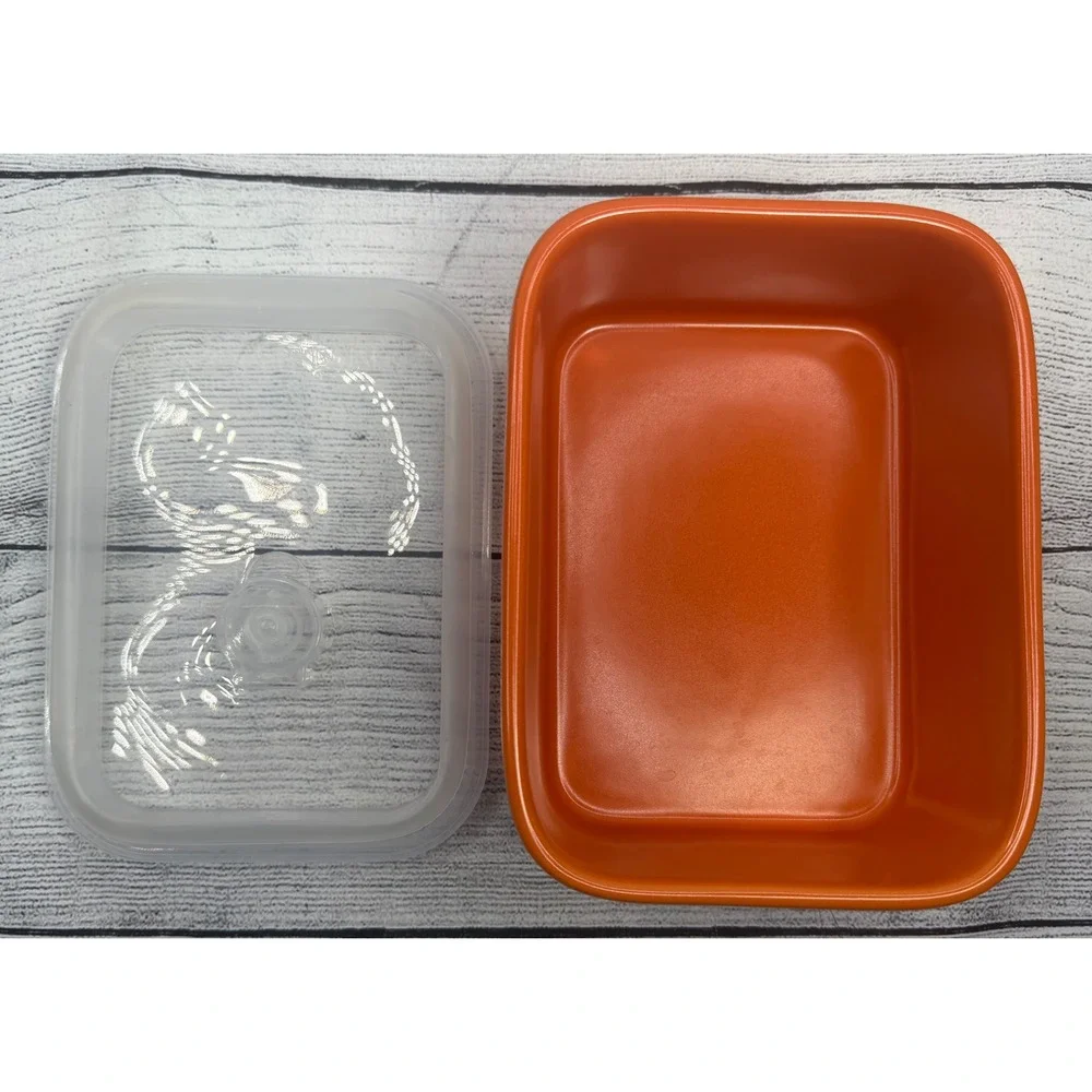 Rae Dunn Orange Thankful For Leftovers Ceramic‎ Food Storage Container with Lid